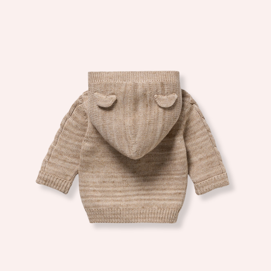 Organic Knitted Cable Jacket - Sandstone