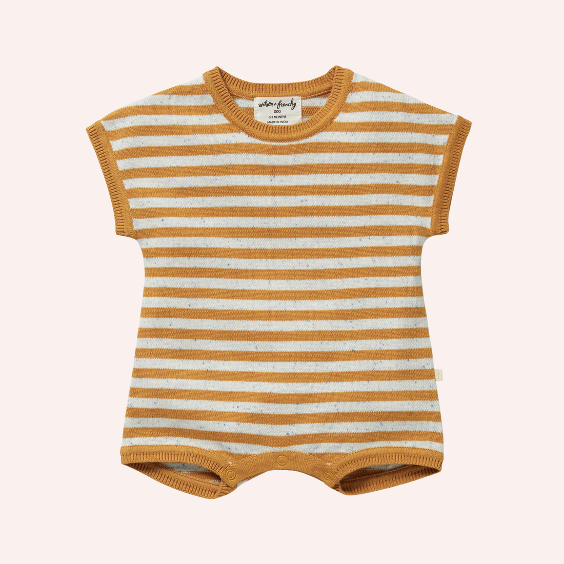 Organic Knitted Growsuit - Golden Wave Stripe