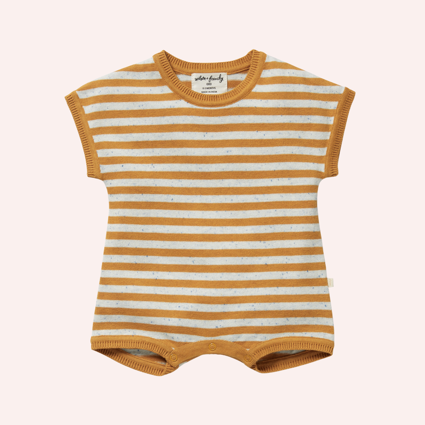 Organic Knitted Growsuit - Golden Wave Stripe