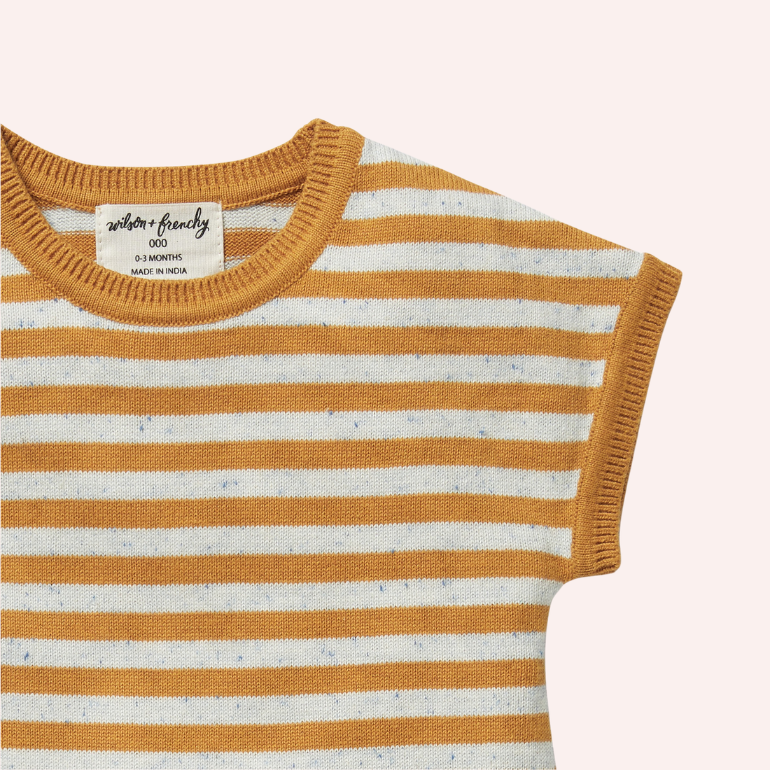 Organic Knitted Growsuit - Golden Wave Stripe