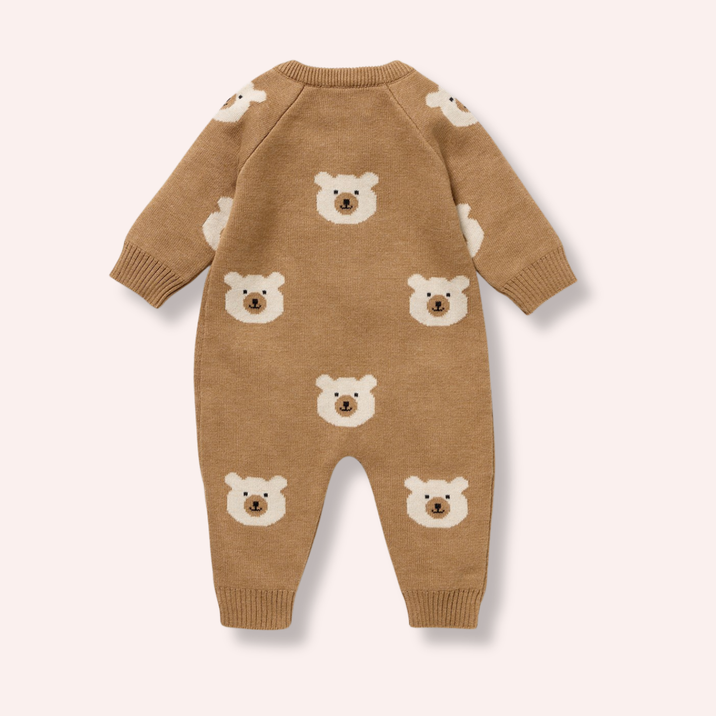 Organic Knitted Jacquard Growsuit - Beary Cute