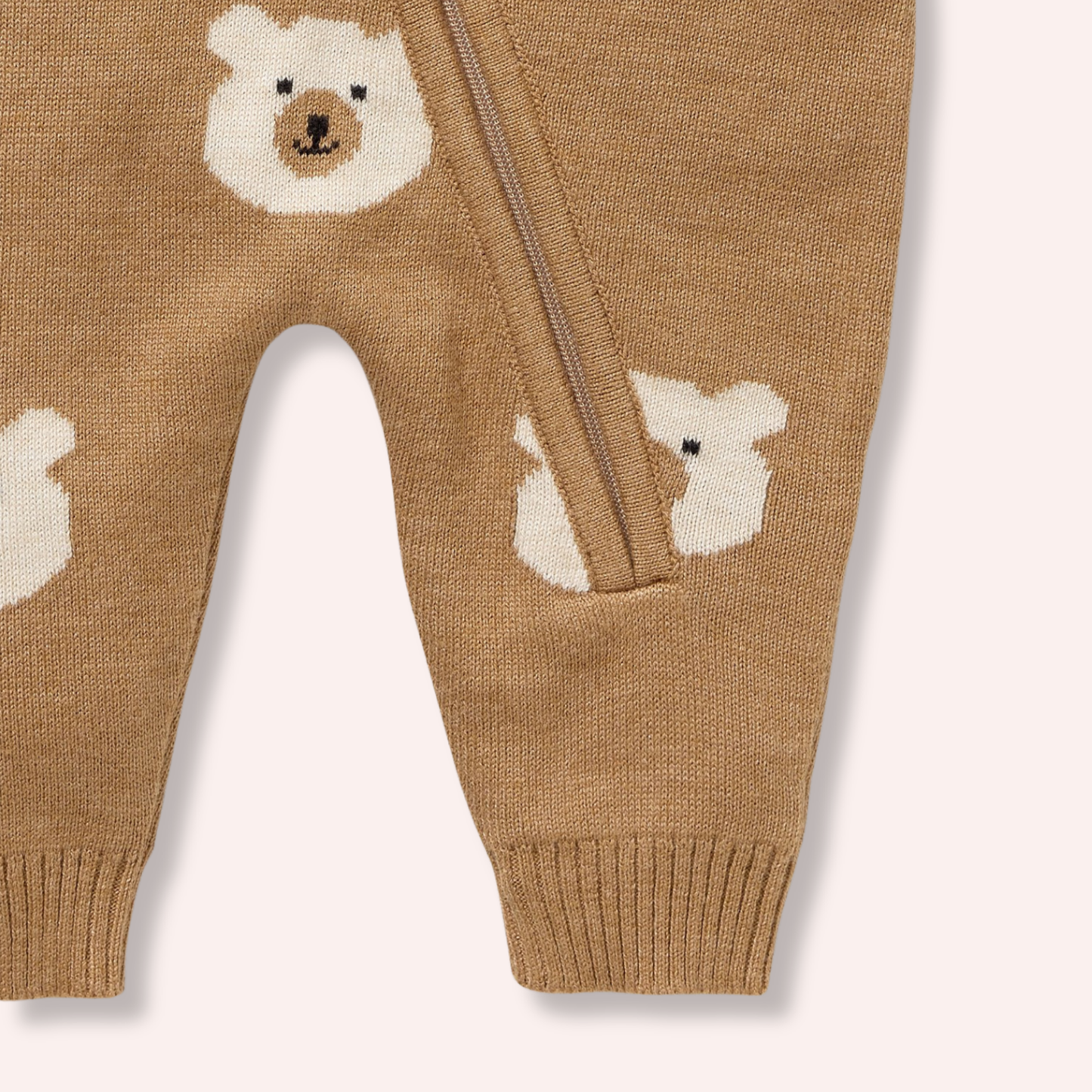 Organic Knitted Jacquard Growsuit - Beary Cute