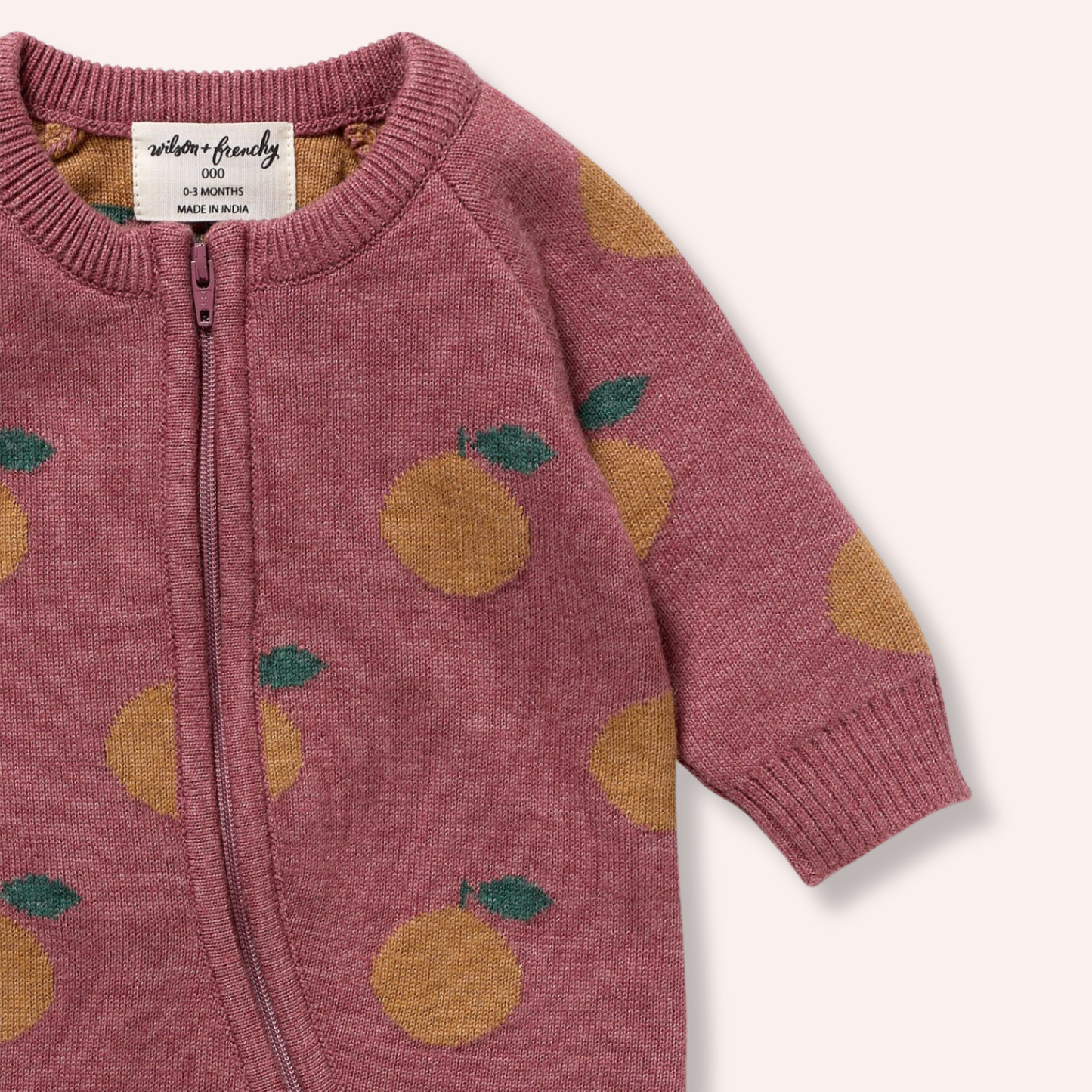 Organic Knitted Jacquard Growsuit - Clementine