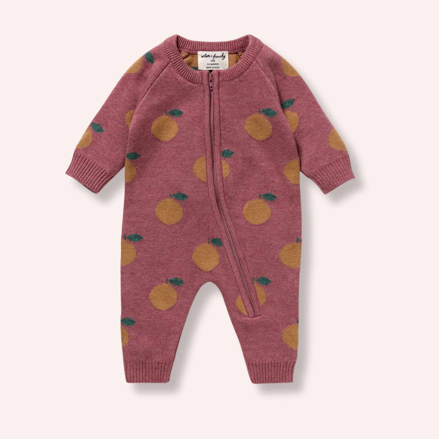 Organic Knitted Jacquard Growsuit - Clementine