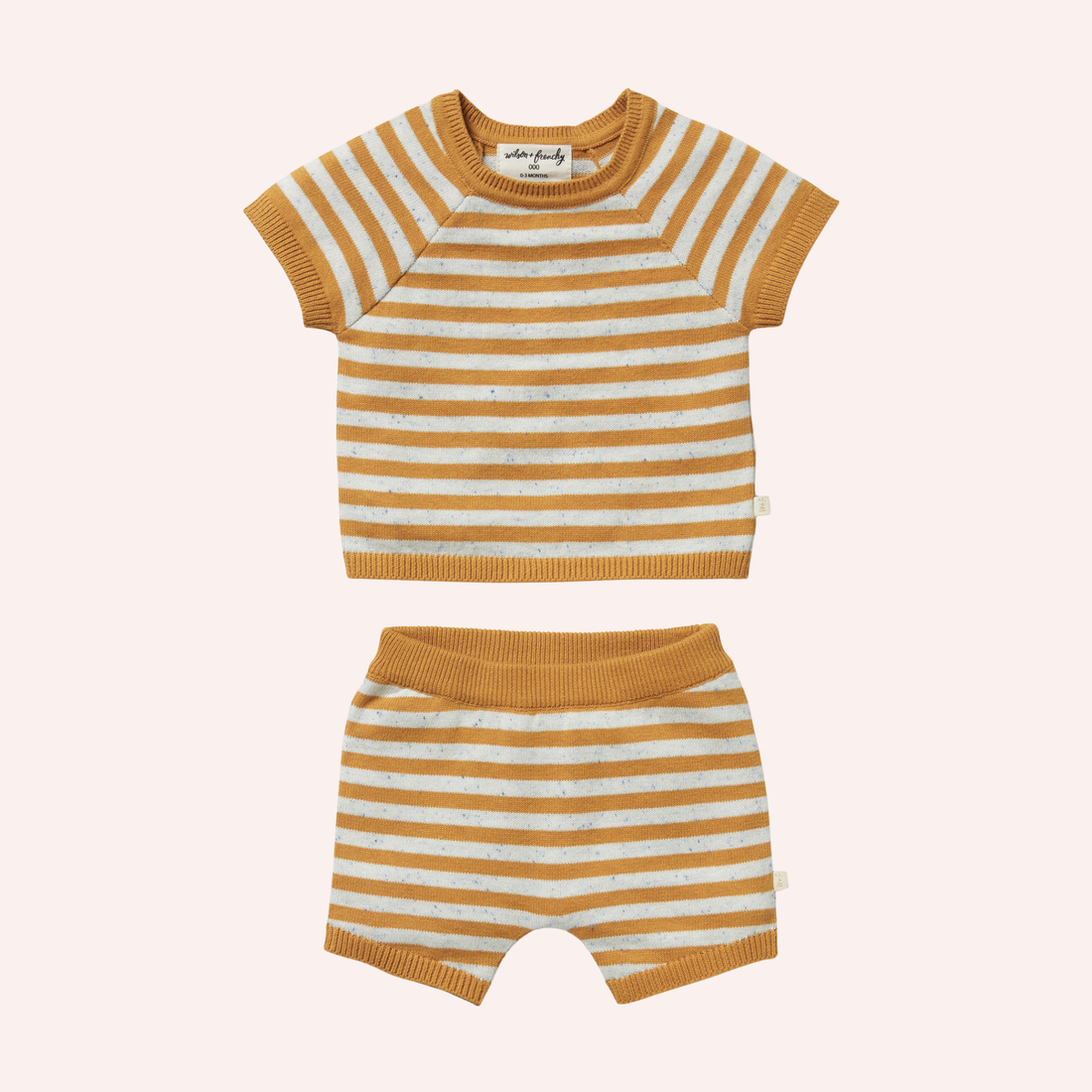 Organic Knitted Set - Golden Wave Stripe