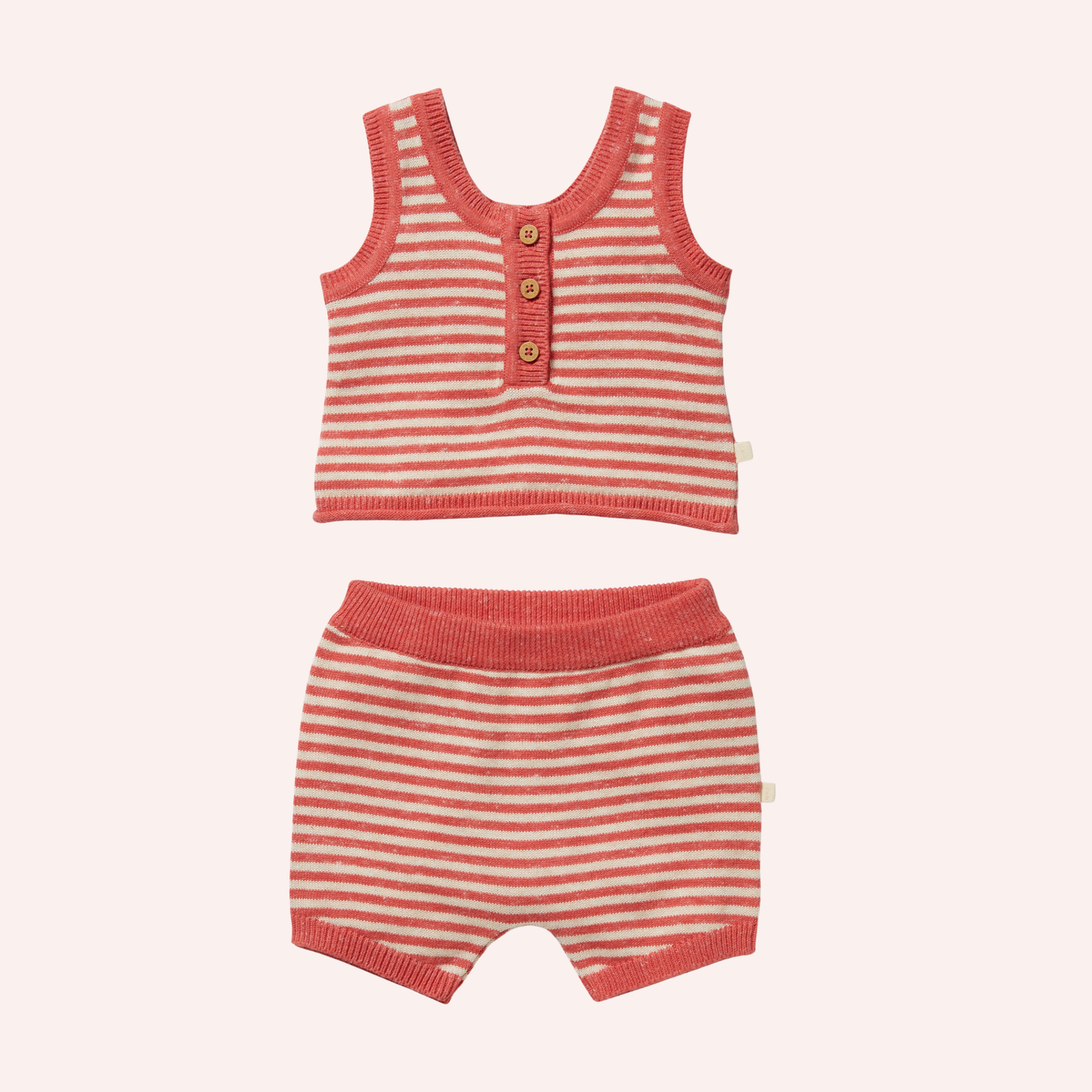 Organic Knitted Stripe Set - Strawberry Swirl