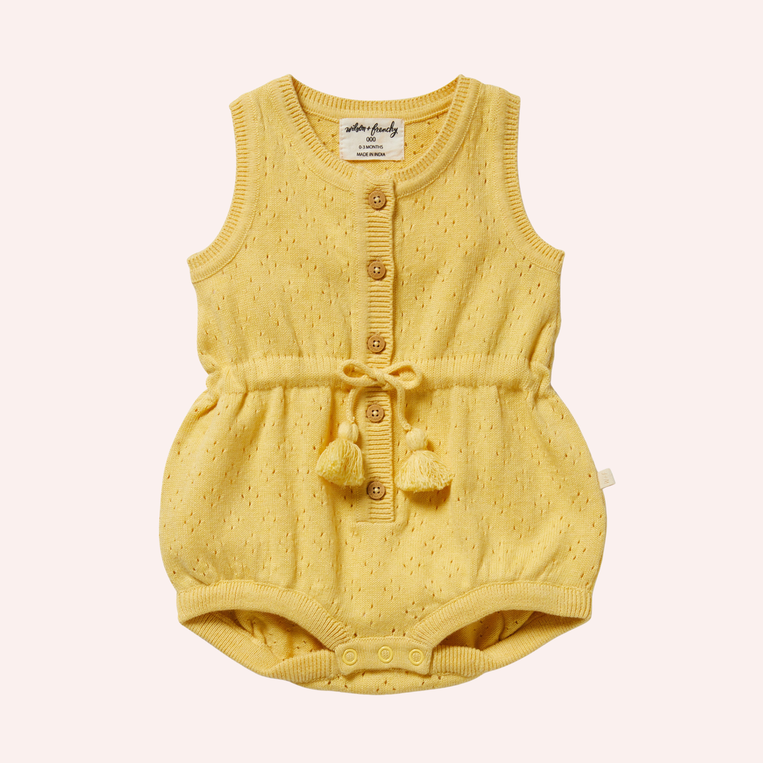 Organic Knitted Tie Bodysuit - Sunny Sorbet