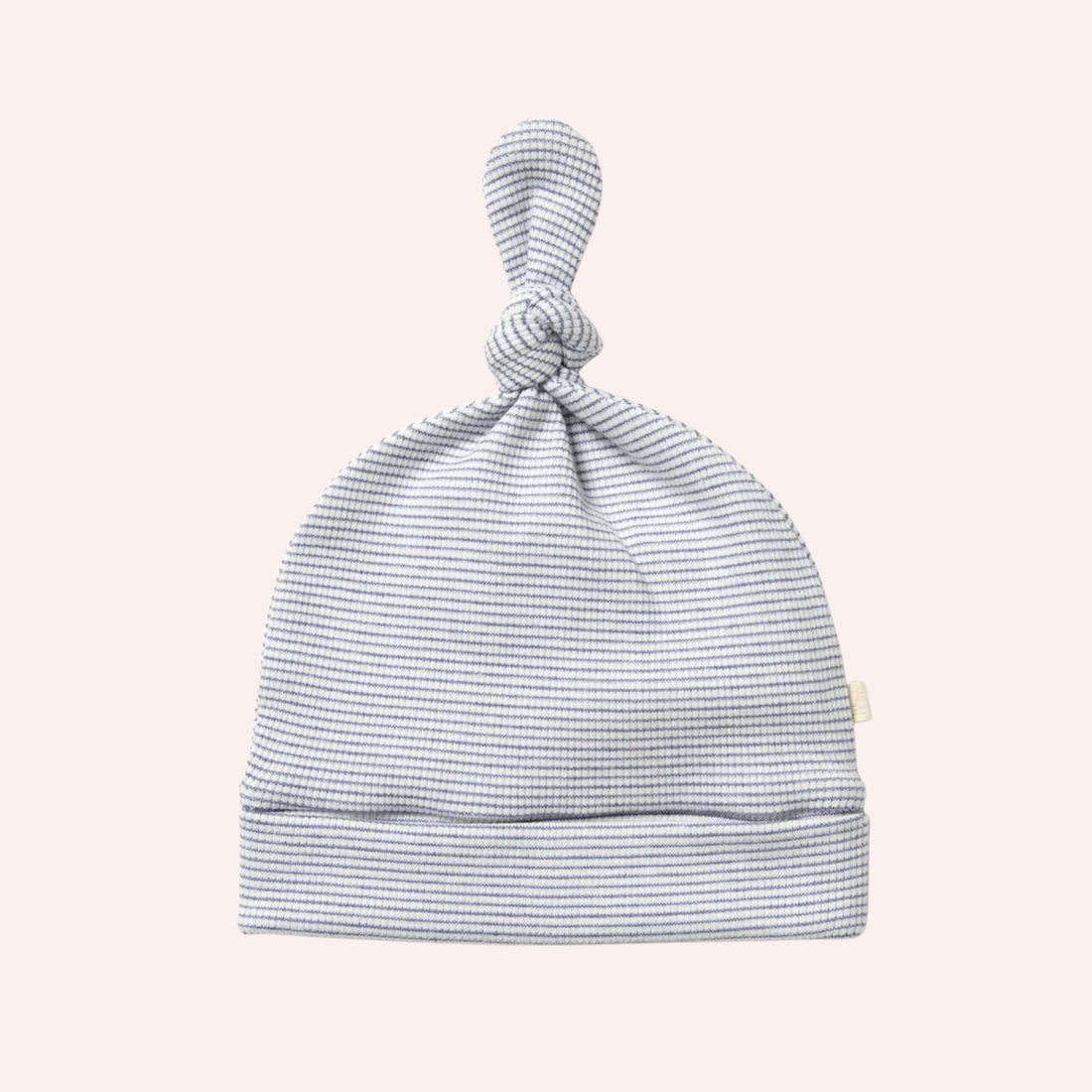 Organic Stripe Rib Knot Hat - Rain Drop