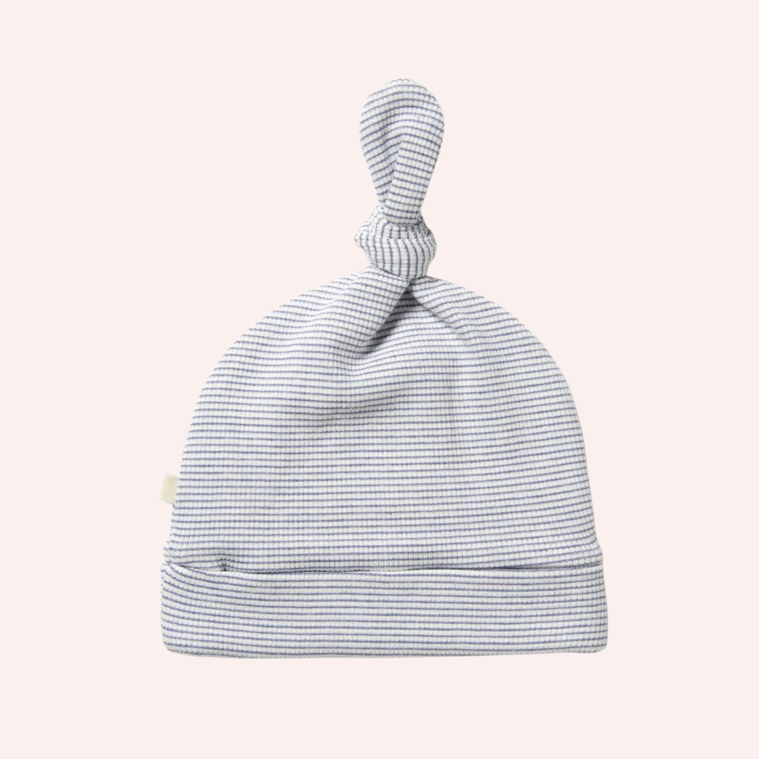 Organic Stripe Rib Knot Hat - Rain Drop