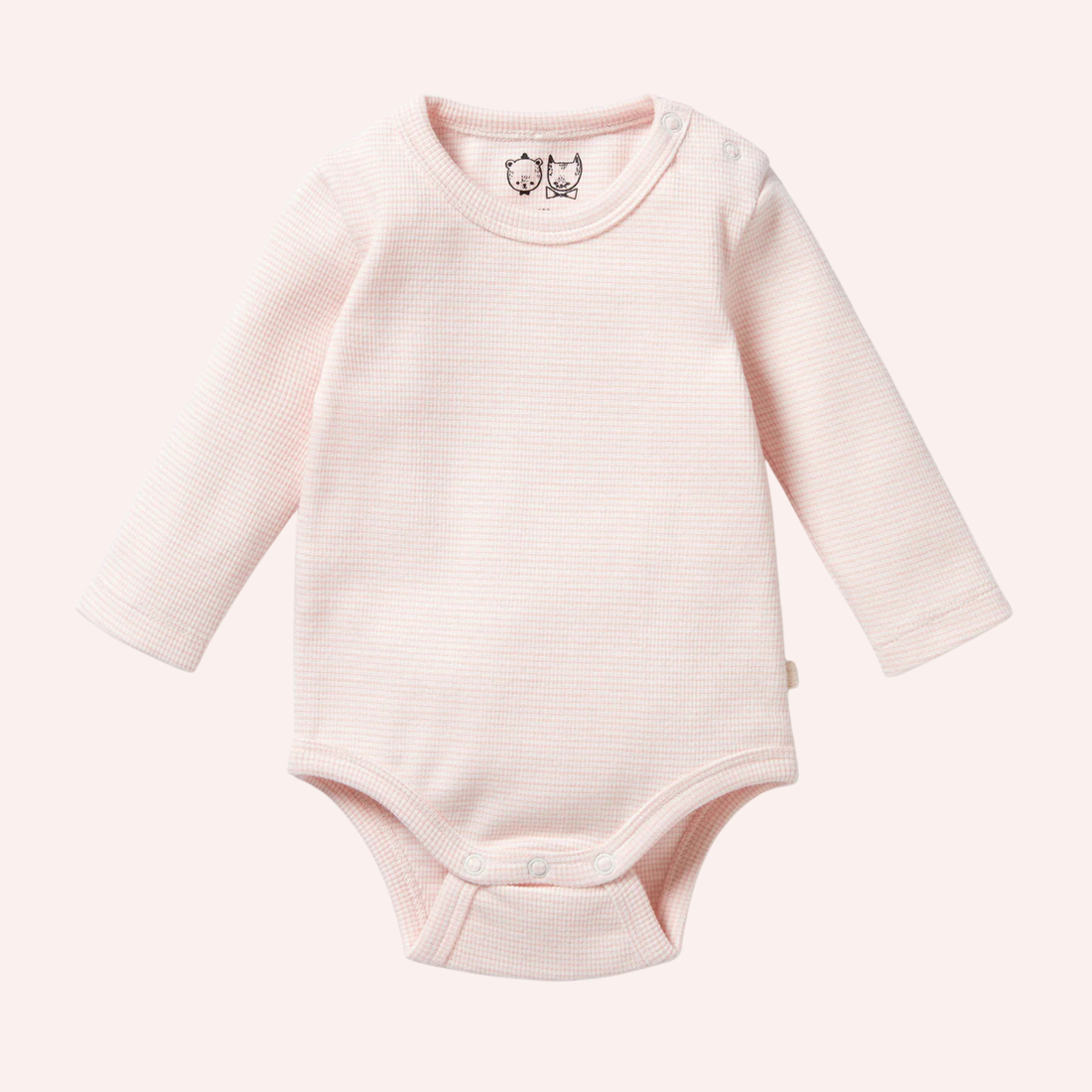 Organic Stripe Rib Long Sleeved Bodysuit - Cantaloupe