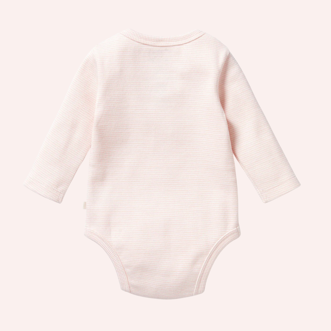 Organic Stripe Rib Long Sleeved Bodysuit - Cantaloupe