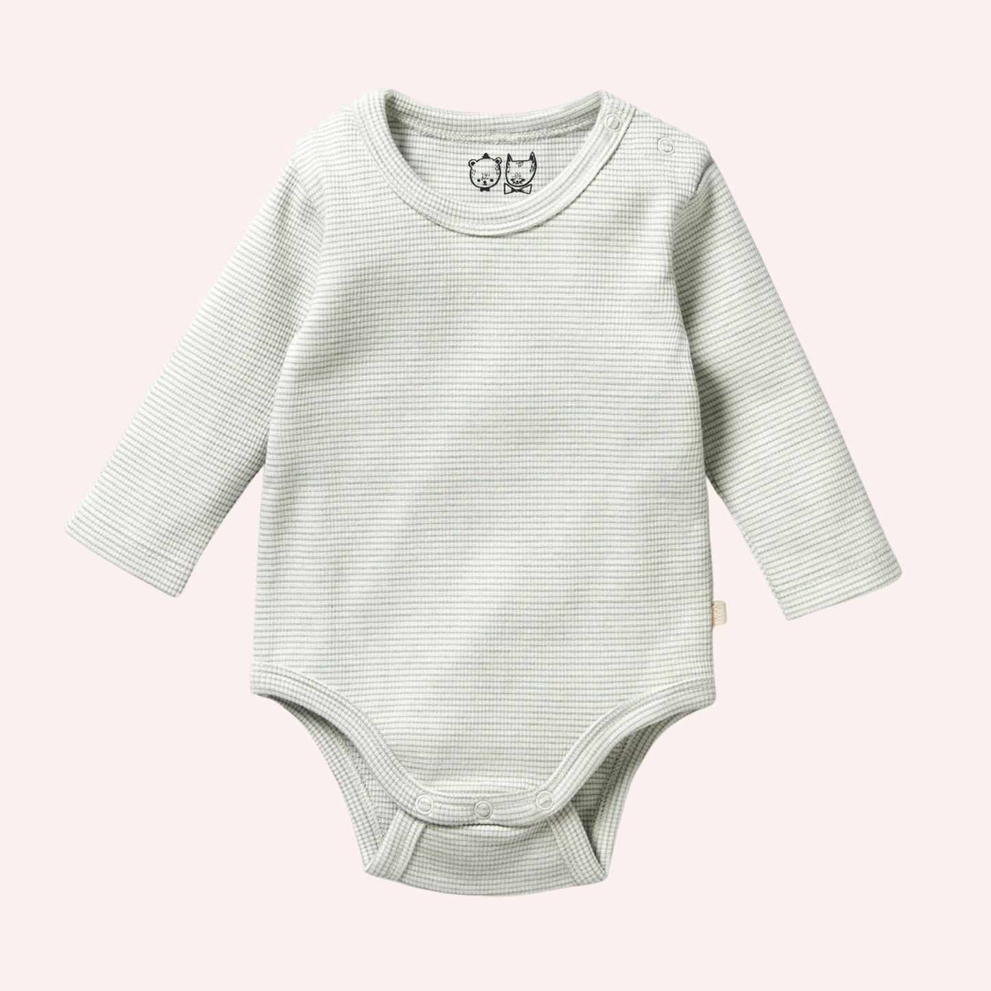 Organic Stripe Rib Long Sleeved Bodysuit - Fern