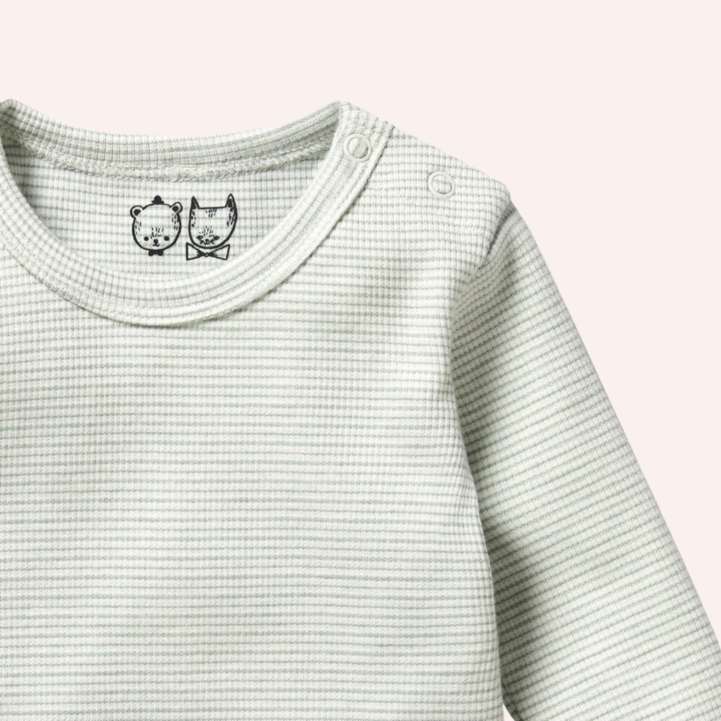 Organic Stripe Rib Long Sleeved Bodysuit - Fern