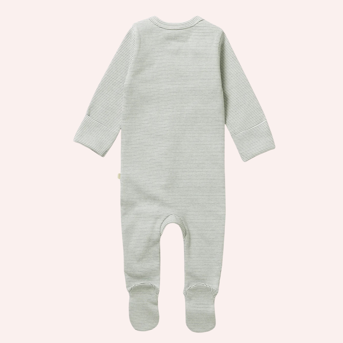 Organic Stripe Rib Zipsuit with Feet - Fern