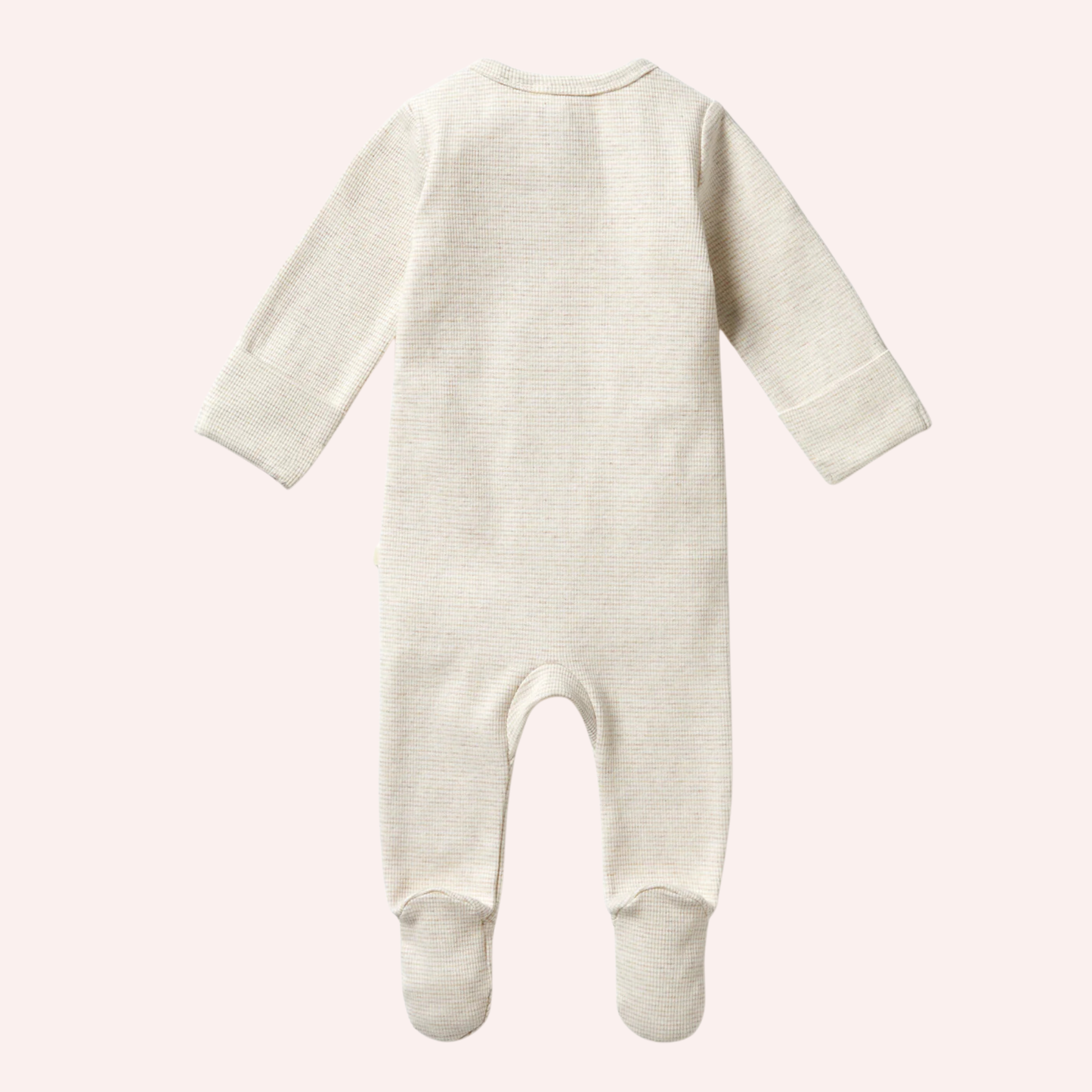 Organic Stripe Rib Zipsuit with Feet - Oatmeal