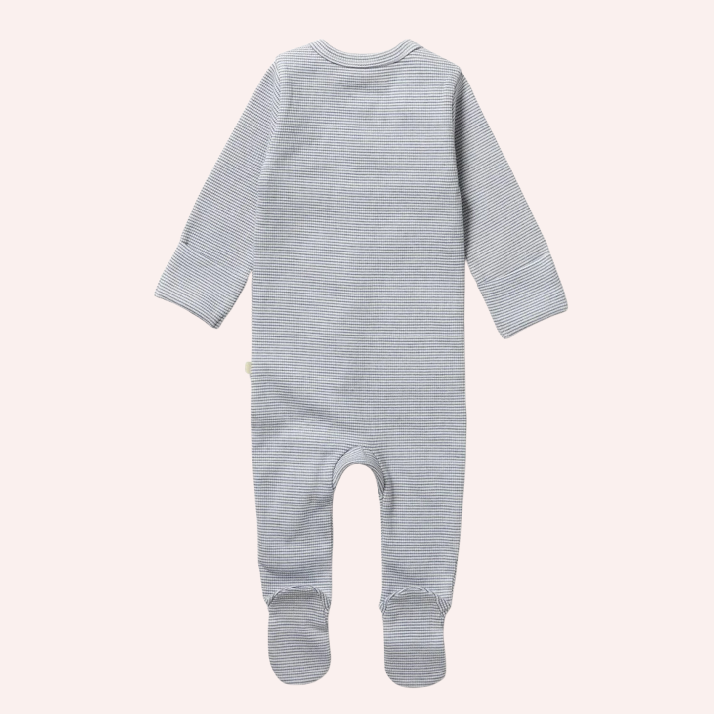 Organic Stripe Rib Zipsuit with Feet - Rain Drop