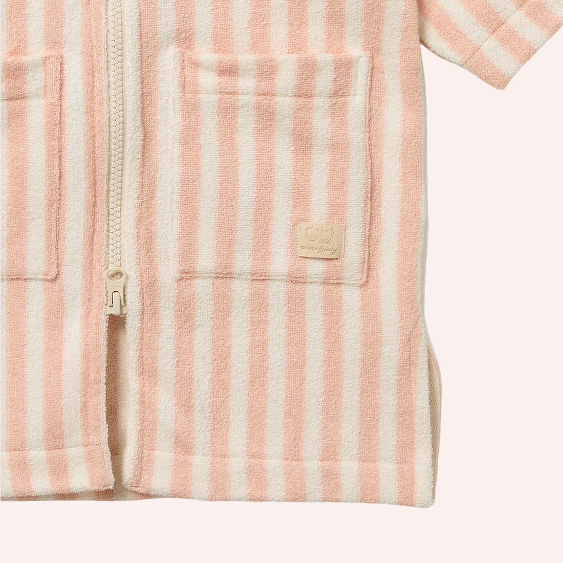 Organic Terry Hooded Towel - Strawberry Wave