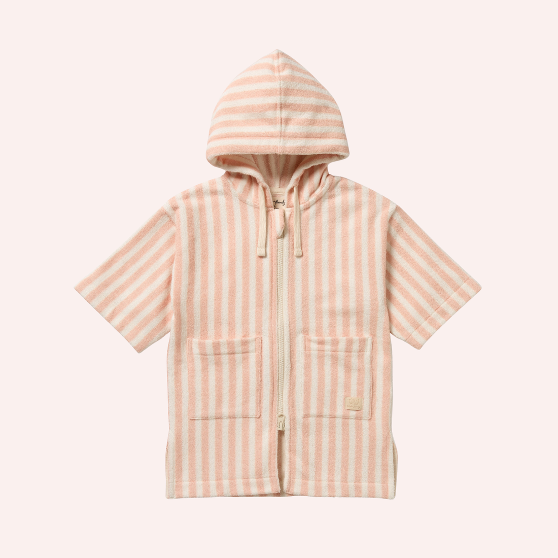 Organic Terry Hooded Towel - Strawberry Wave