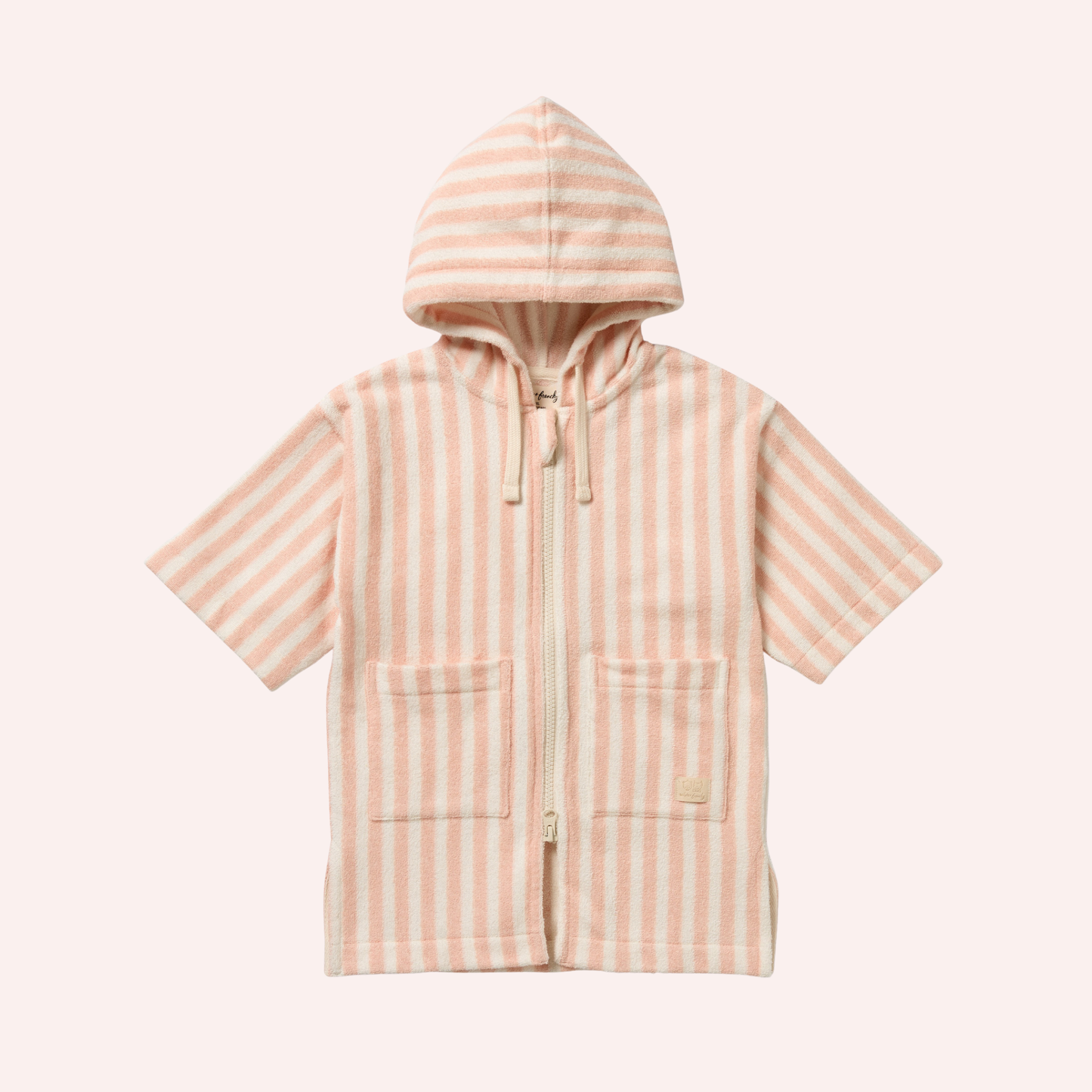 Organic Terry Hooded Towel - Strawberry Wave