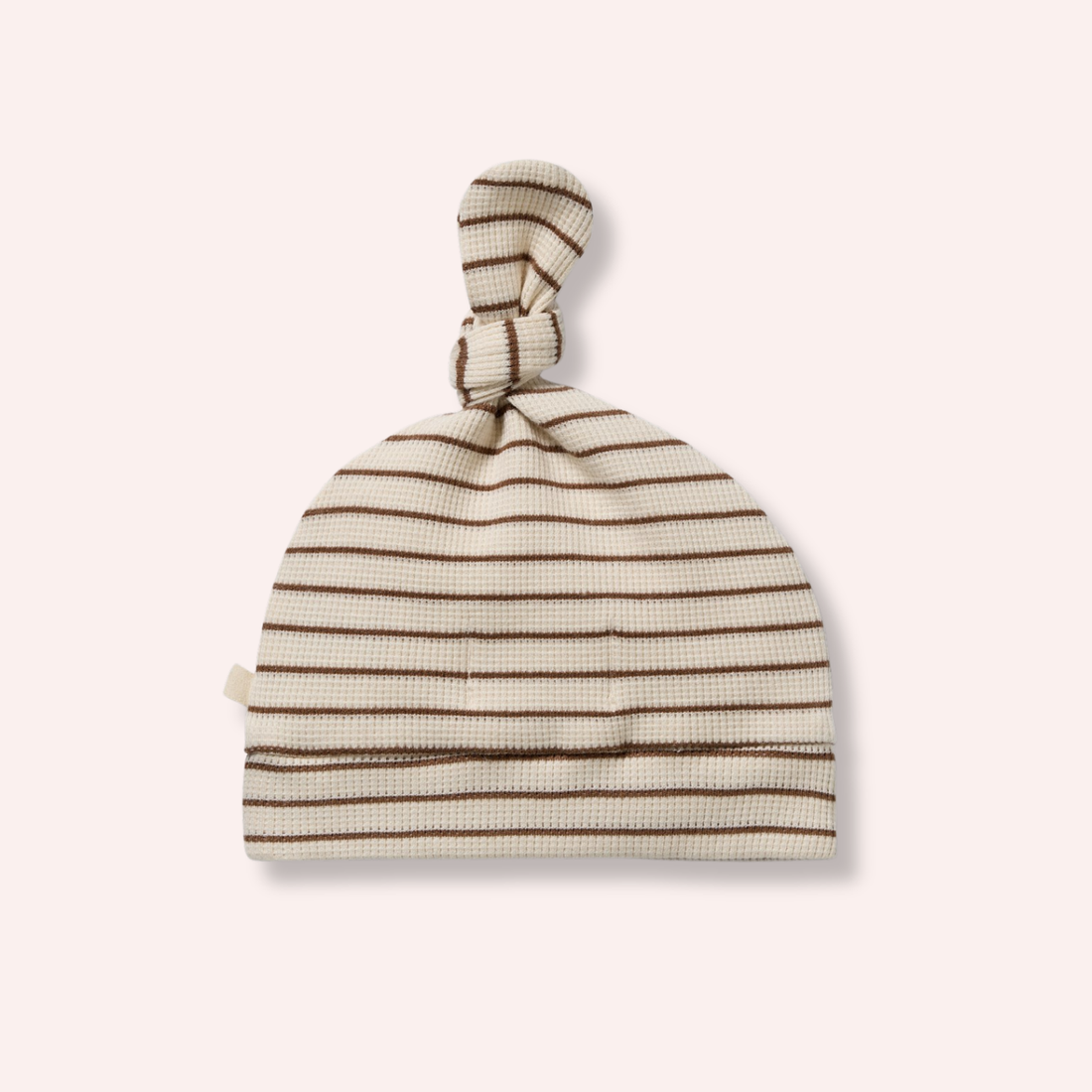 Organic Waffle Knot Hat - Nutmeg Stripe