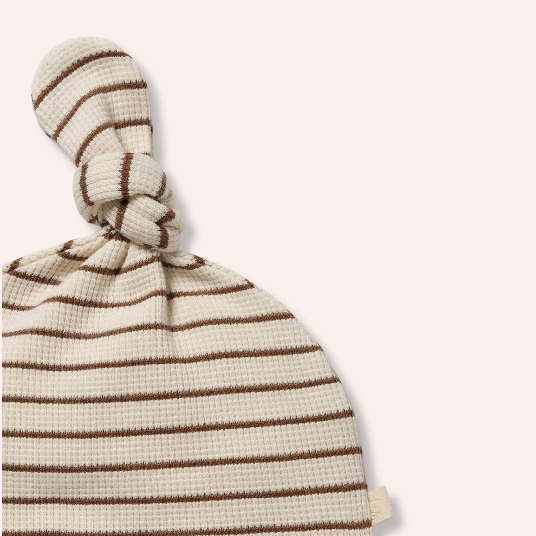 Organic Waffle Knot Hat - Nutmeg Stripe