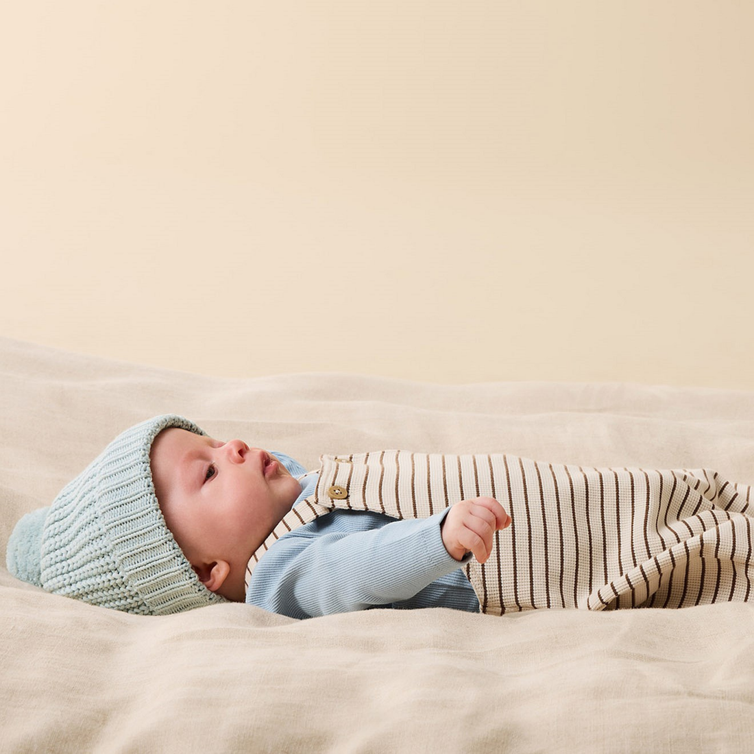 Organic Waffle Overall - Nutmeg Stripe