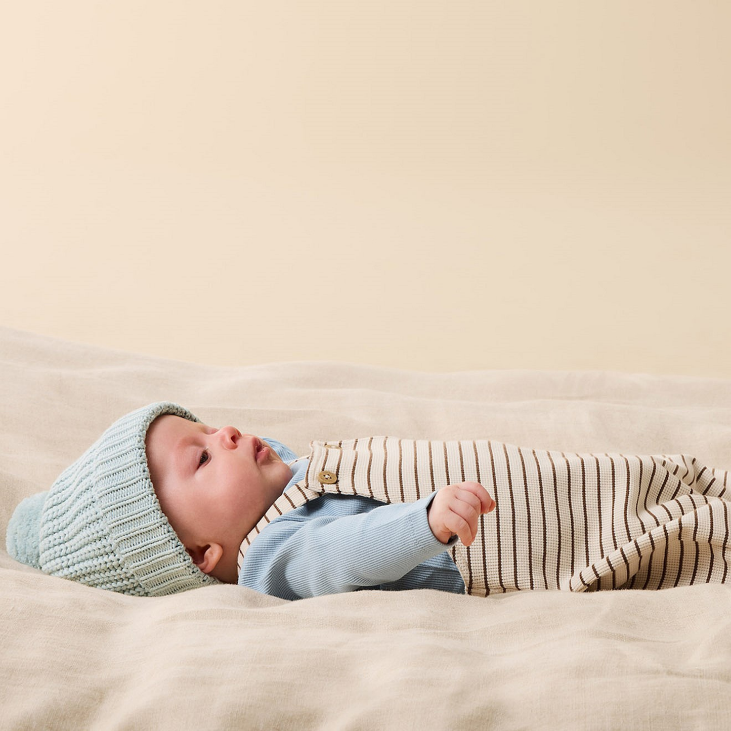 Organic Waffle Overall - Nutmeg Stripe
