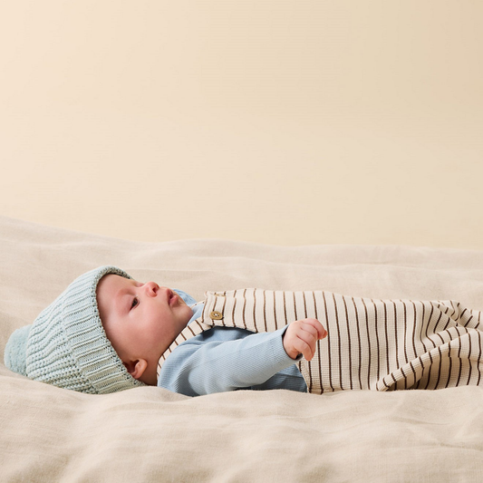 Organic Waffle Overall - Nutmeg Stripe