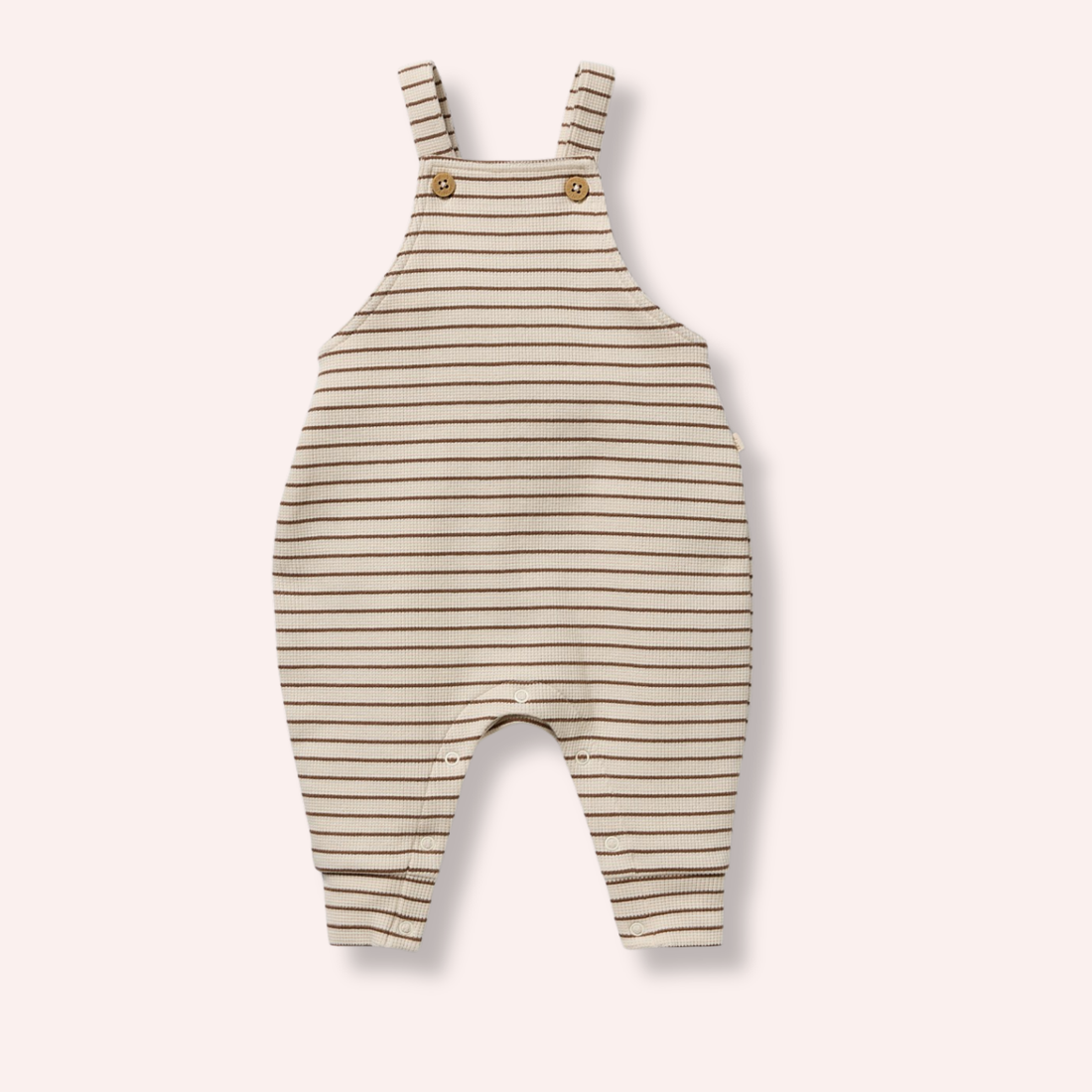 Organic Waffle Overall - Nutmeg Stripe