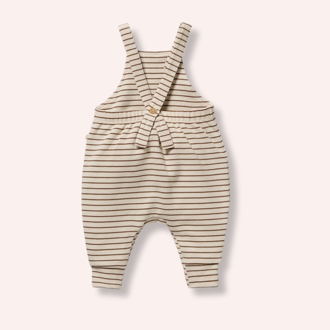 Organic Waffle Overall - Nutmeg Stripe