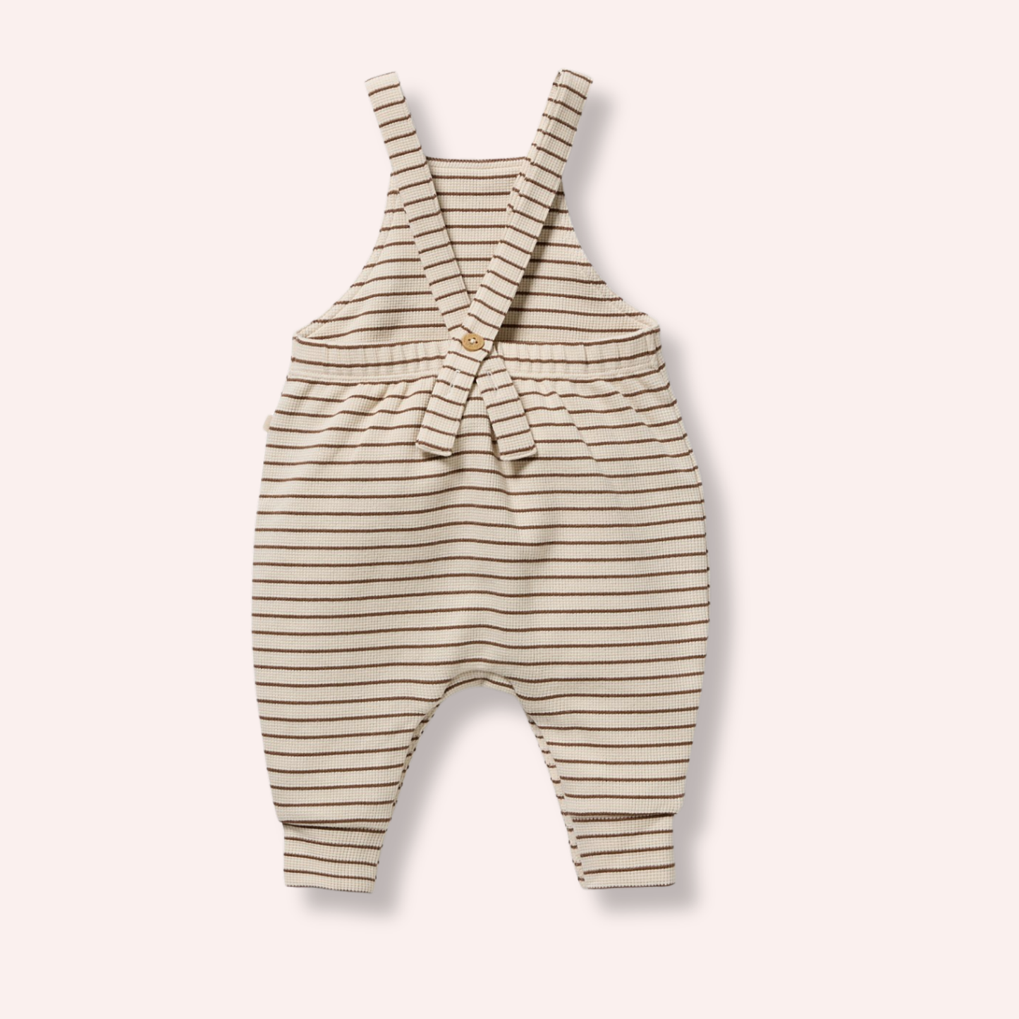 Organic Waffle Overall - Nutmeg Stripe