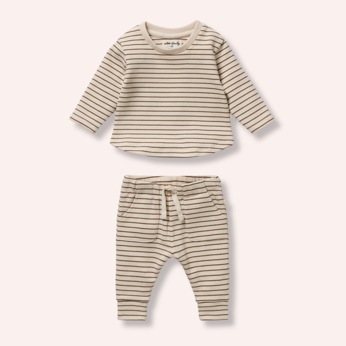 Organic Waffle Set - Nutmeg Stripe