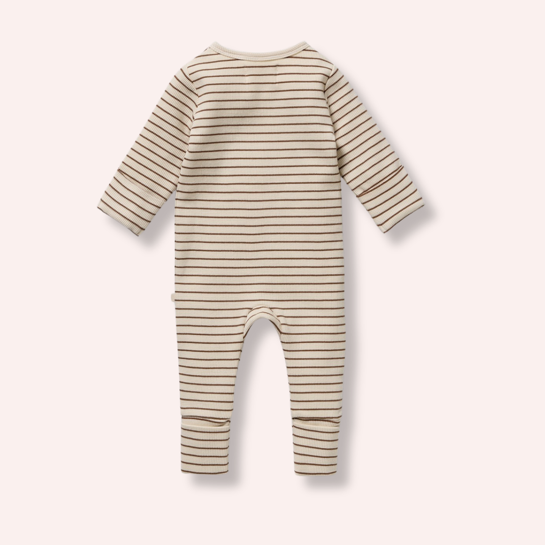 Organic Waffle Zipsuit - Nutmeg Stripe