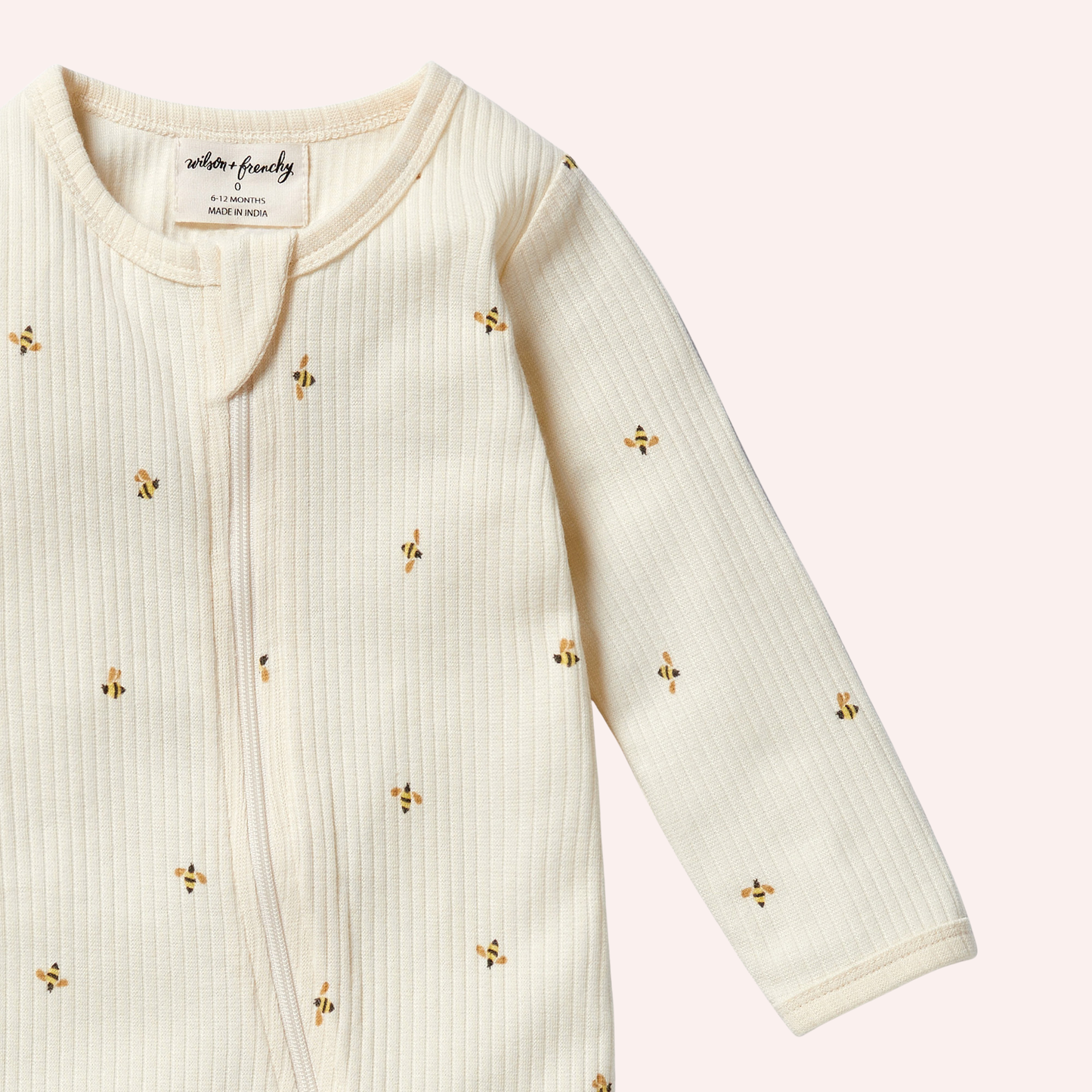 Organic Zipsuit with Feet - Bee Mine