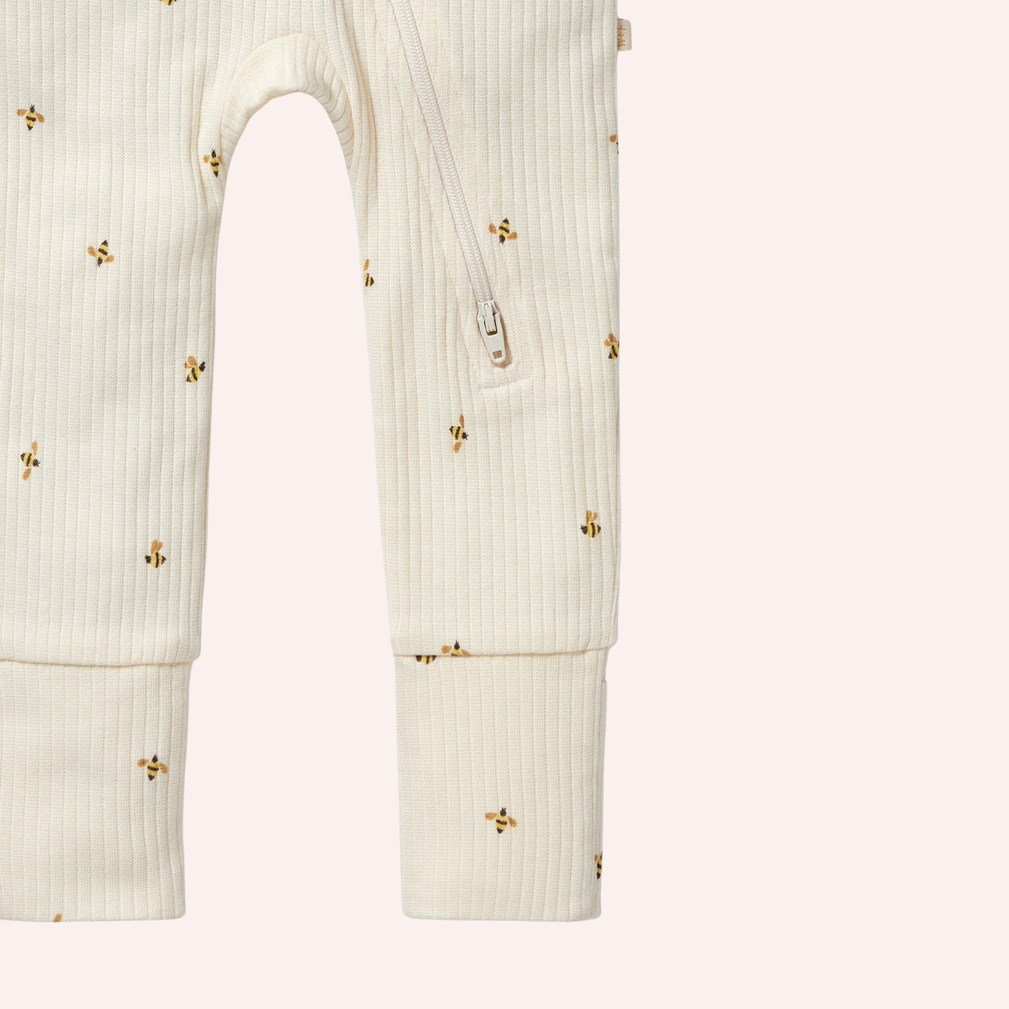 Organic Zipsuit with Feet - Bee Mine