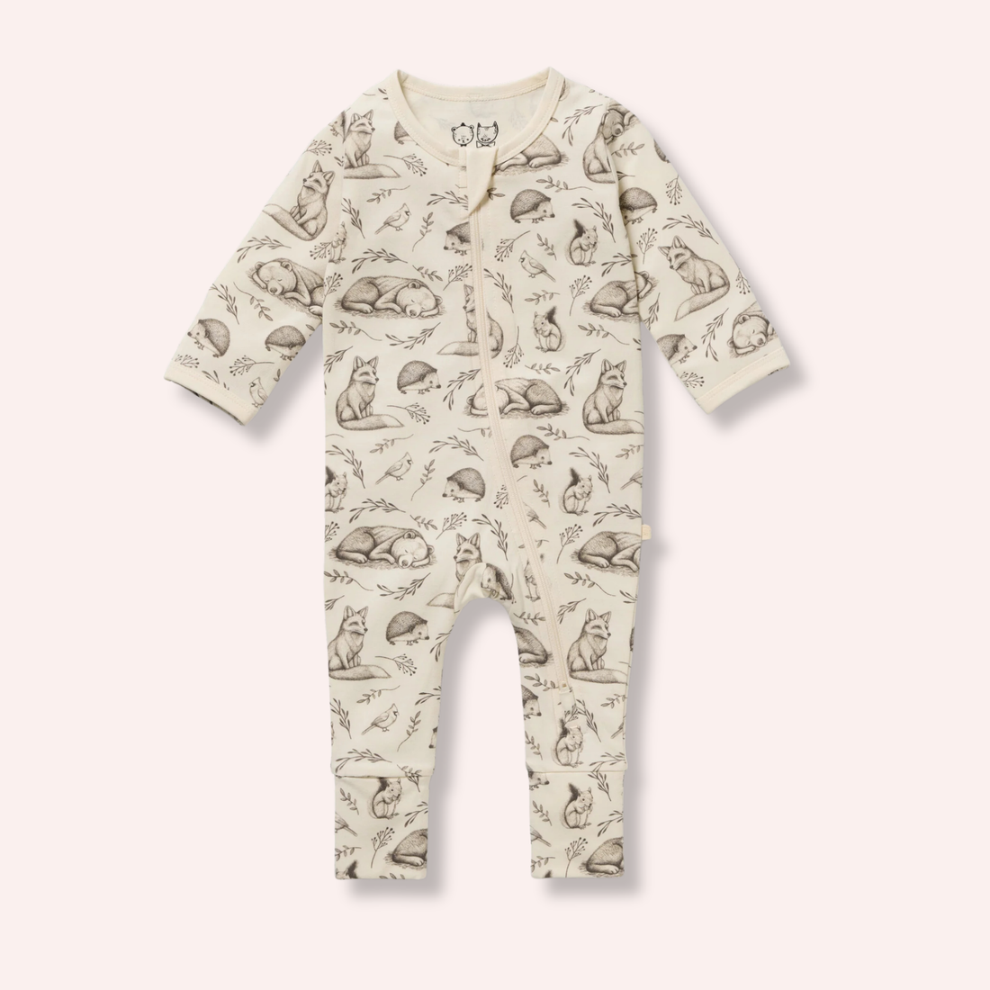 Organic Zipsuit with Feet - Foxglove Forest