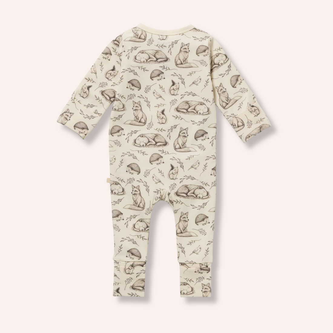 Organic Zipsuit with Feet - Foxglove Forest