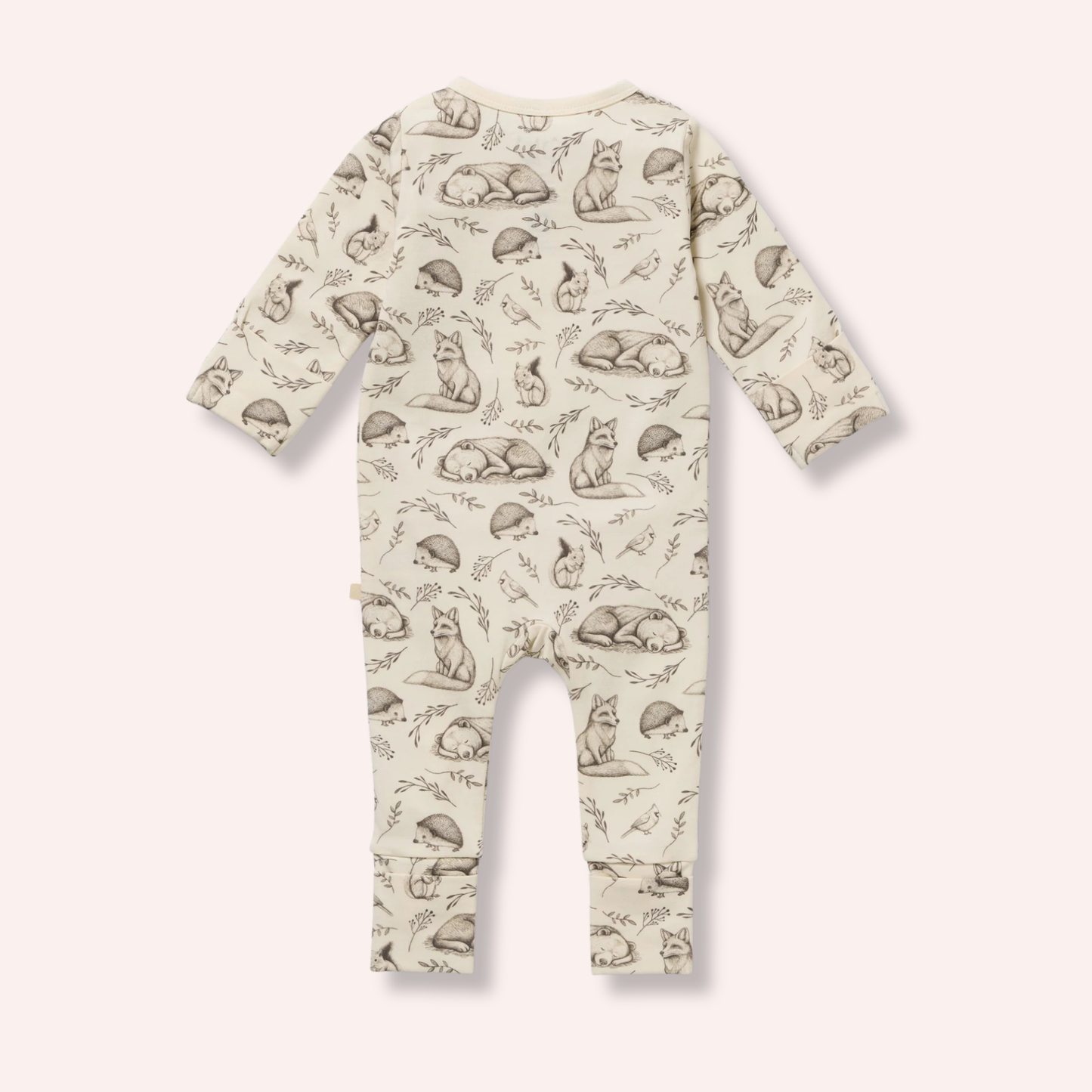 Organic Zipsuit with Feet - Foxglove Forest
