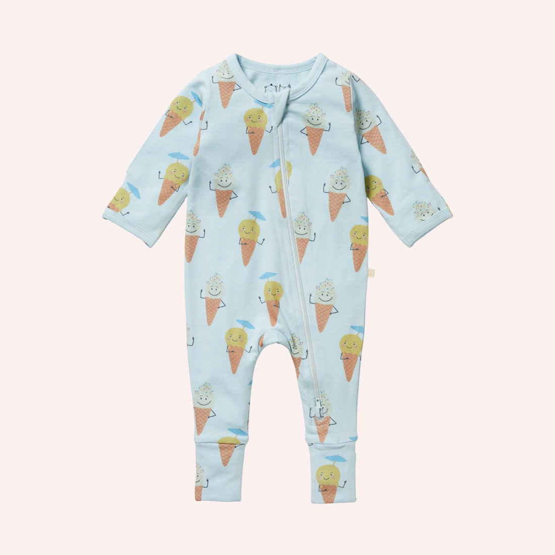 Organic Zipsuit with Feet - Frosty Friends