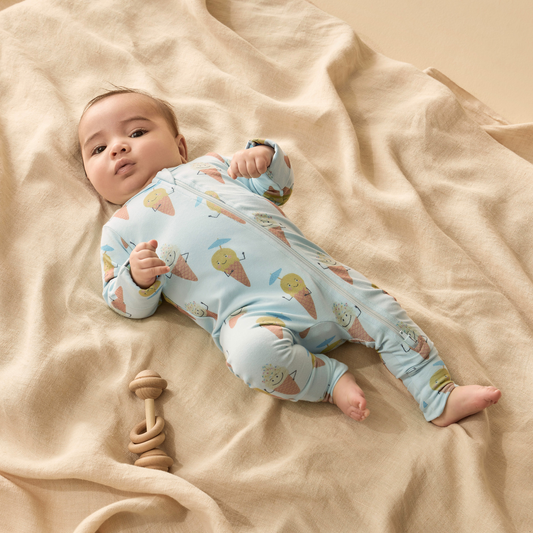 Organic Zipsuit with Feet - Frosty Friends