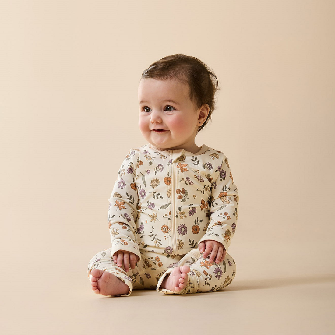 Organic Zipsuit with Feet - Maple Glow