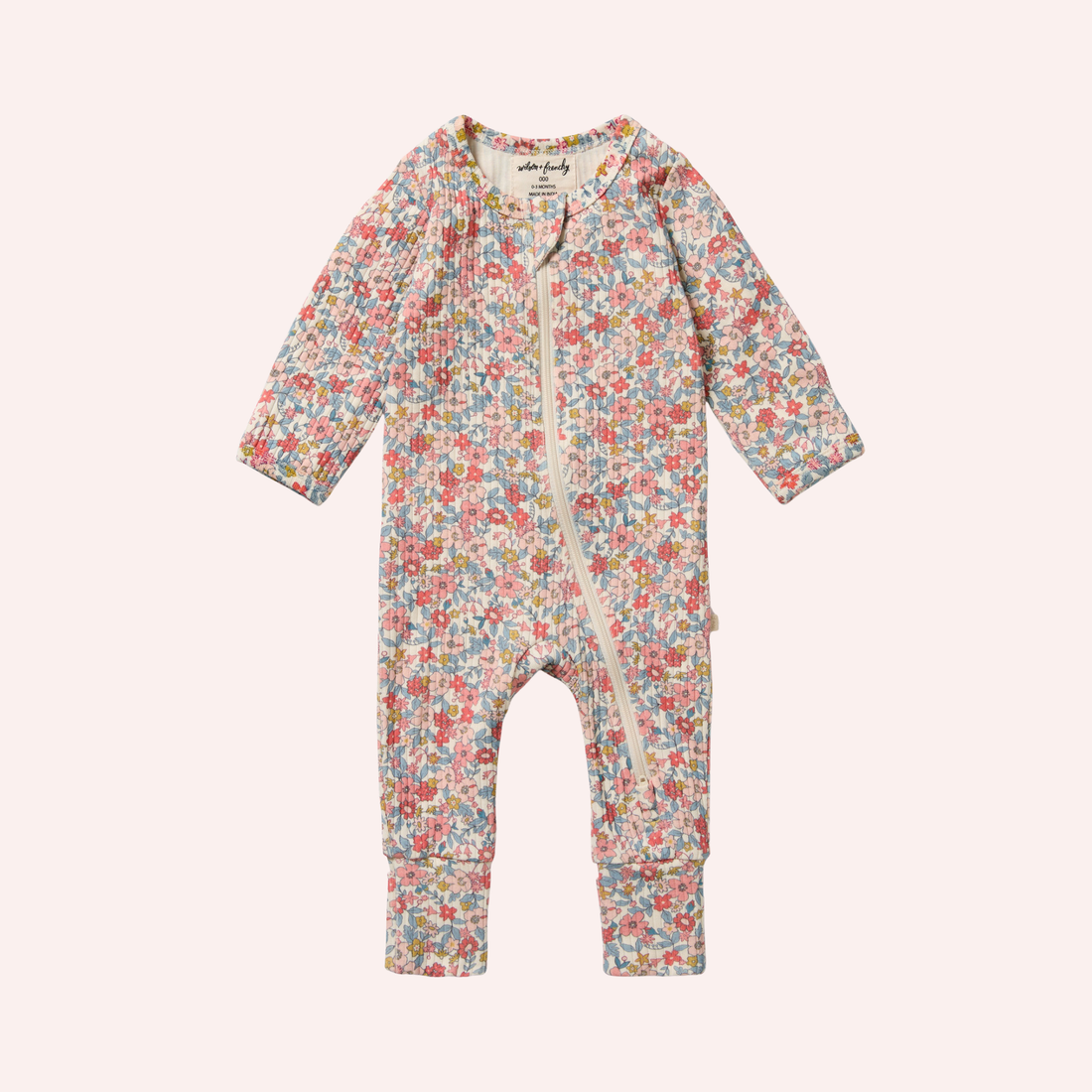 Organic Zipsuit with Feet - Summer Bloom