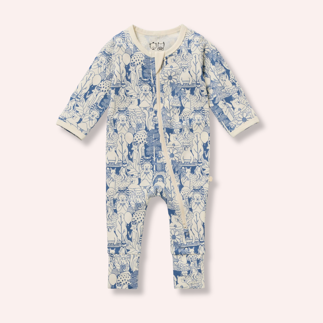 Organic Zipsuit with Feet - Woodland Adventures