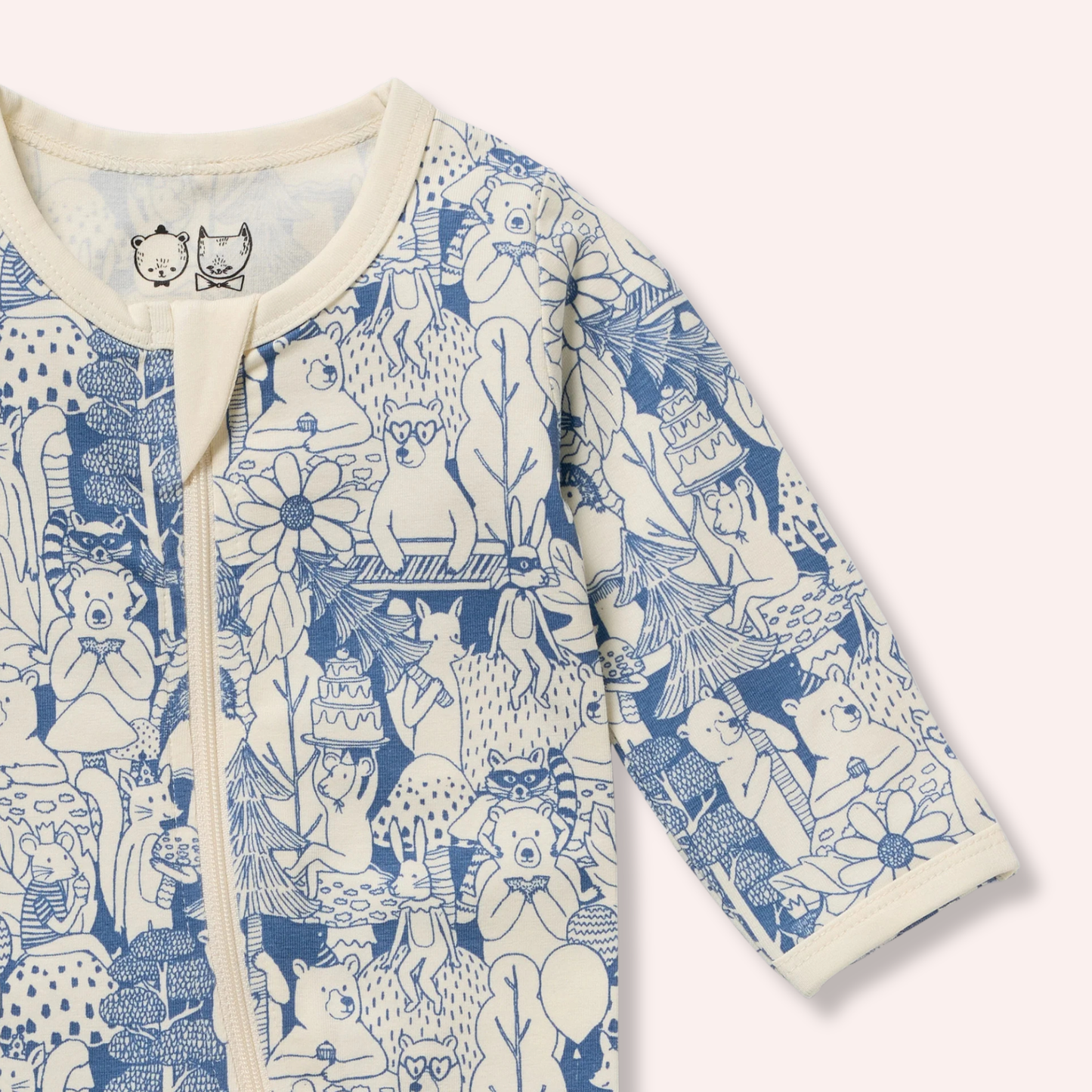 Organic Zipsuit with Feet - Woodland Adventures