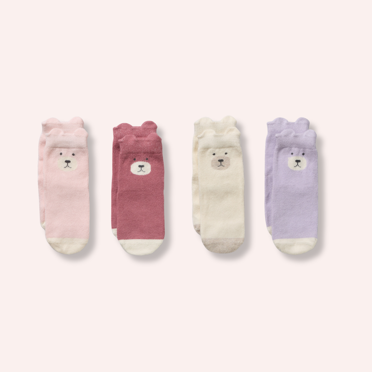 Organic 4 Pack Baby Socks - Plum, Strawberry Cream, Lilac, Buttermilk