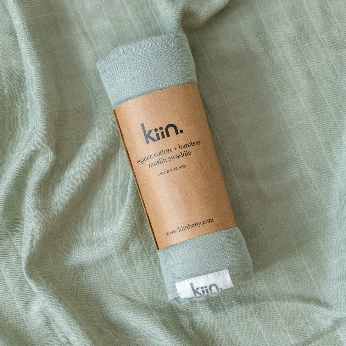Organic Cotton & Bamboo Muslin Swaddle - Sage