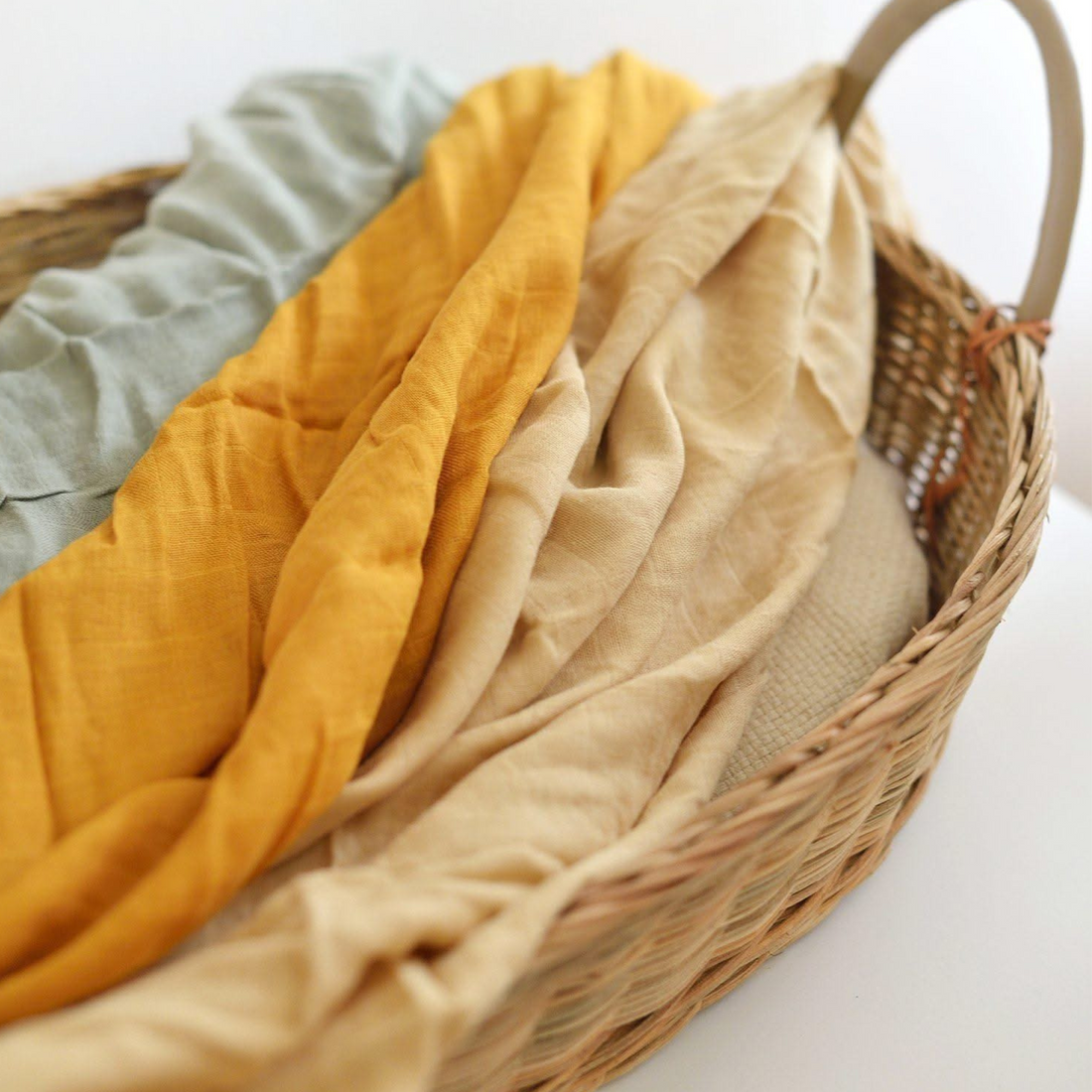 Organic Cotton & Bamboo Muslin Swaddle - Sage