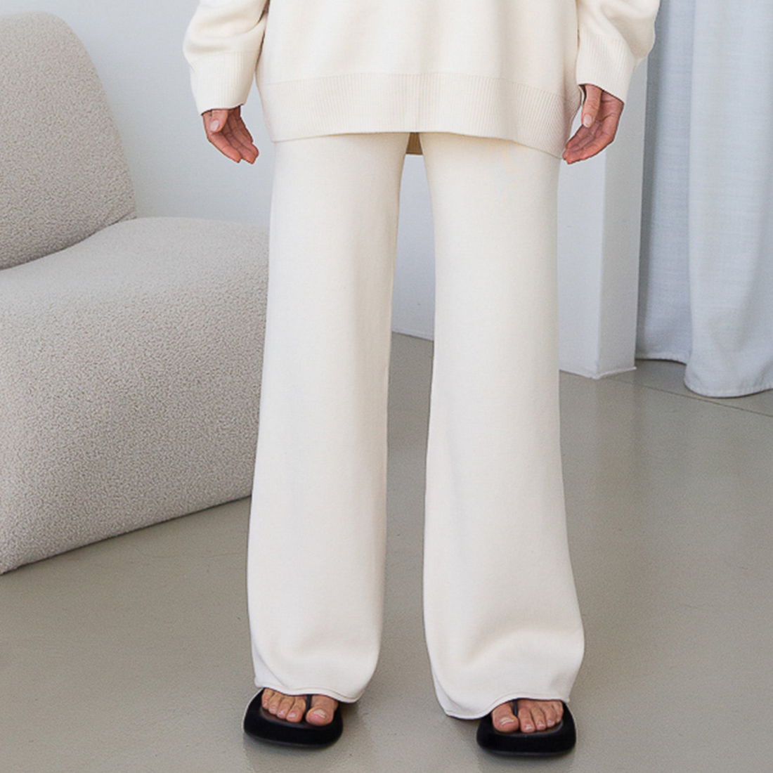 Organic Cotton Knit Pant Ecru