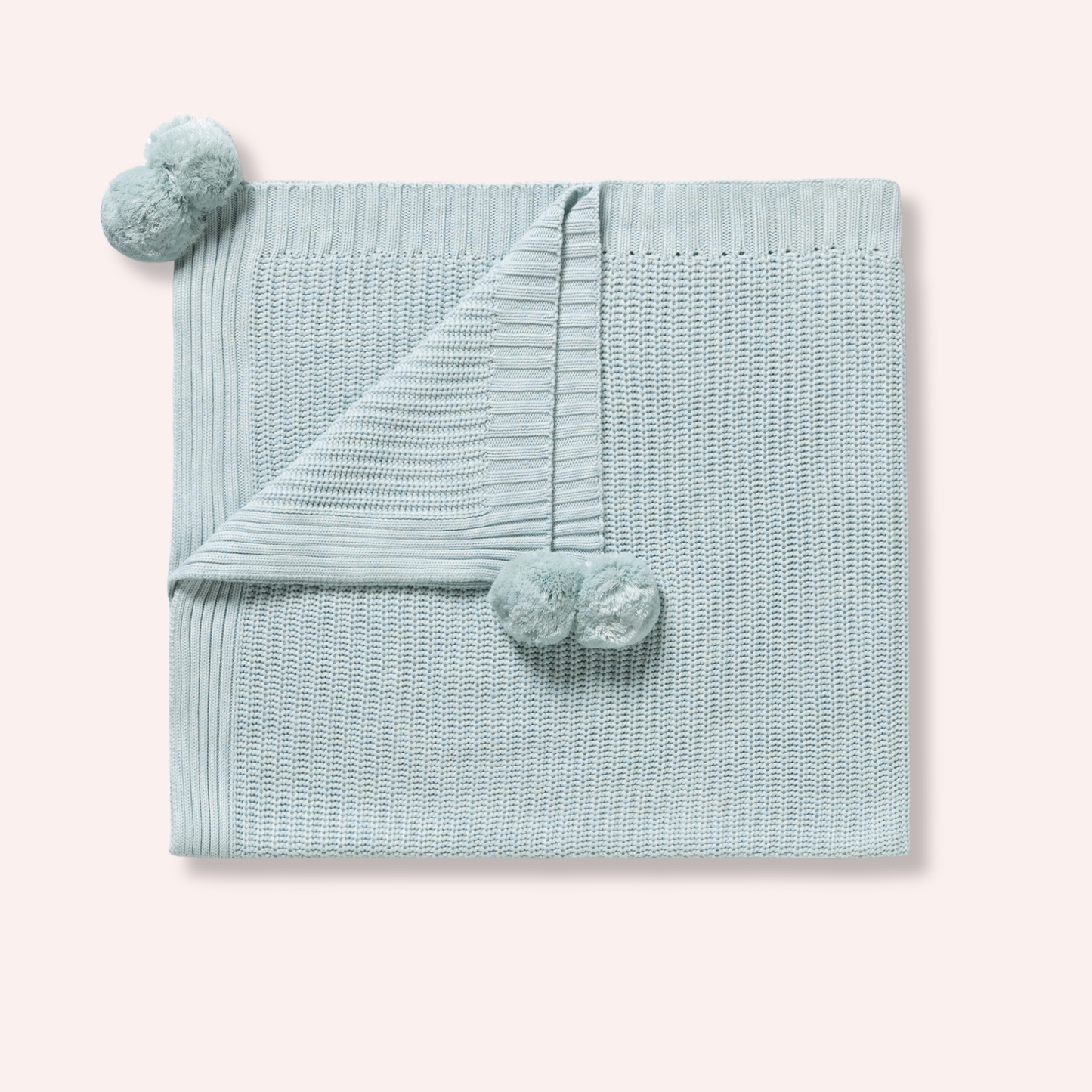 Organic Knitted Blanket - Cloud Blue