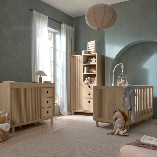 Oska Cotbed, Wide Dresser and Mattress Bundle